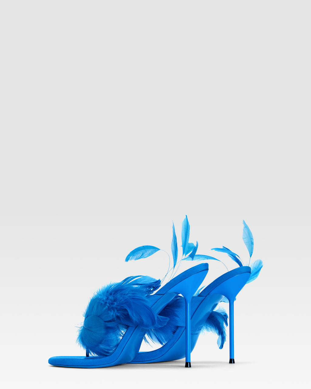 Thong mules in turquoise crepe satin