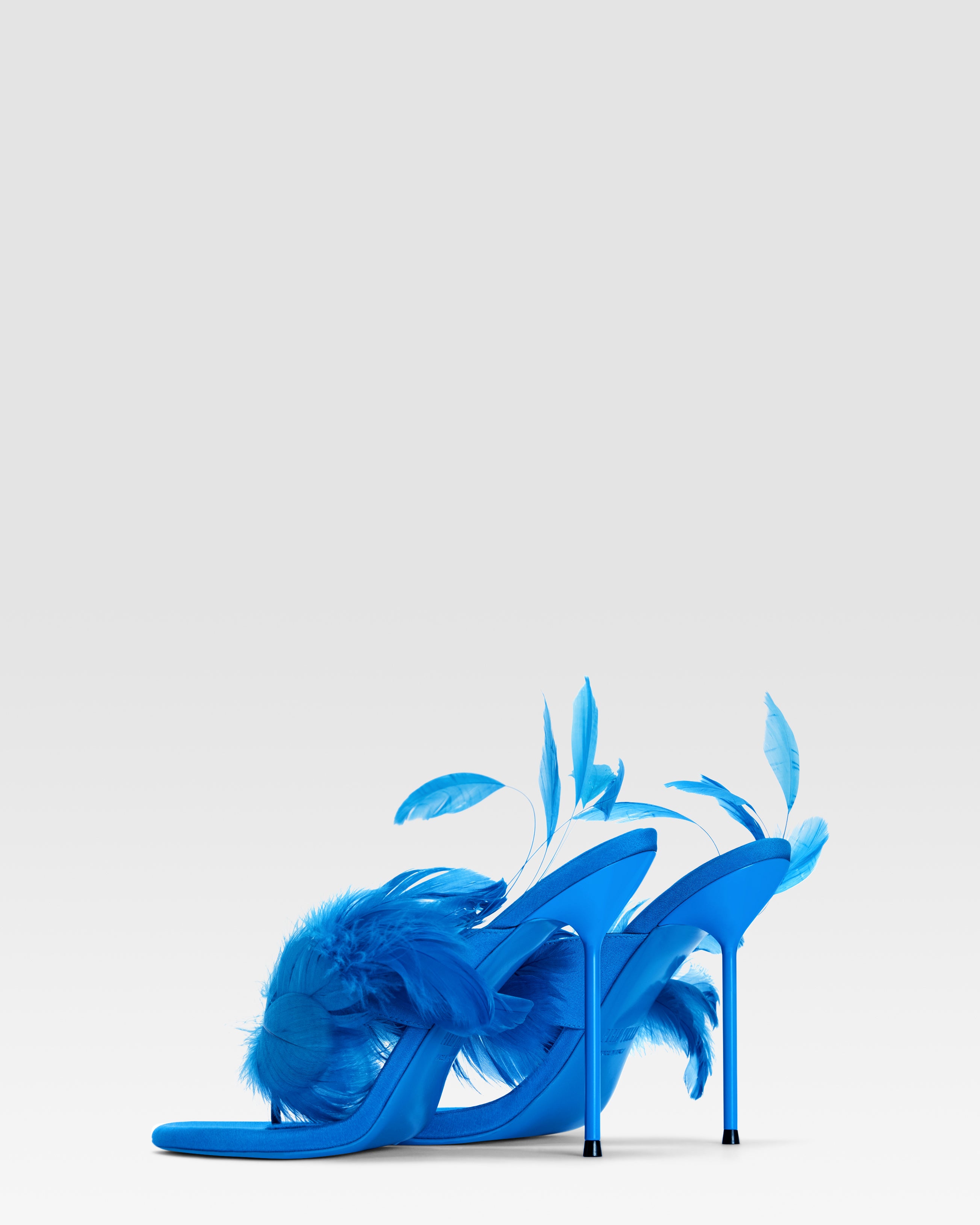 Thong mules in turquoise crepe satin