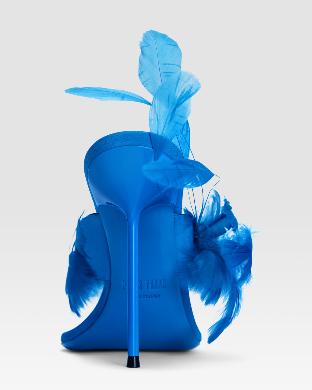 Thong mules in turquoise crepe satin