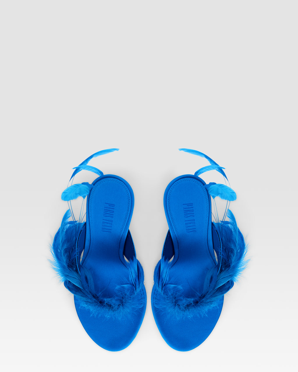 Thong mules in turquoise crepe satin