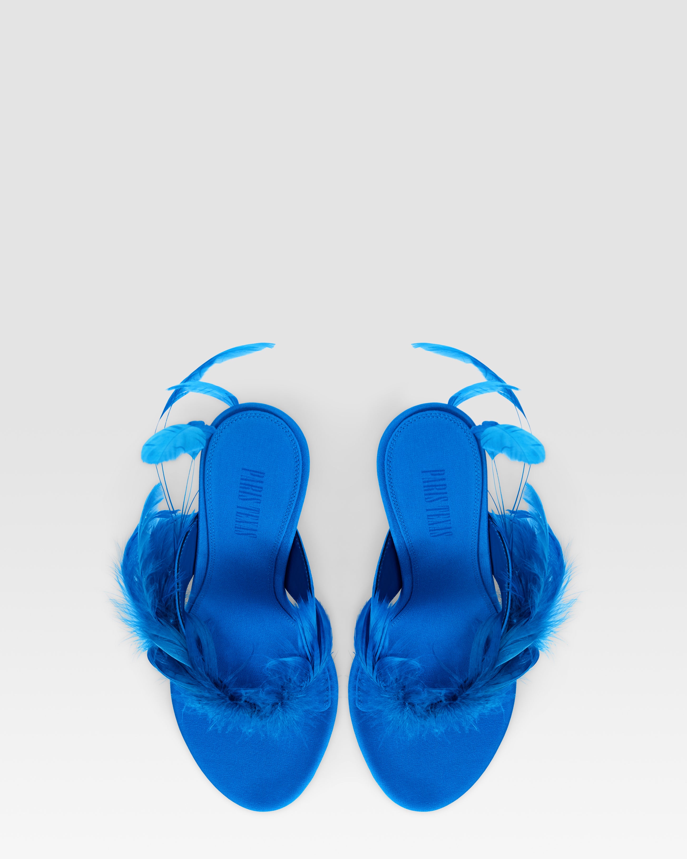 Thong mules in turquoise crepe satin