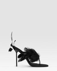 Mules infradito in raso crepe nero — NERO