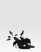 Thong mules in black crepe satin