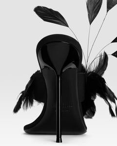 Thong mules in black crepe satin