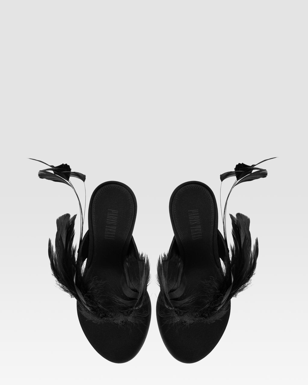 Thong mules in black crepe satin