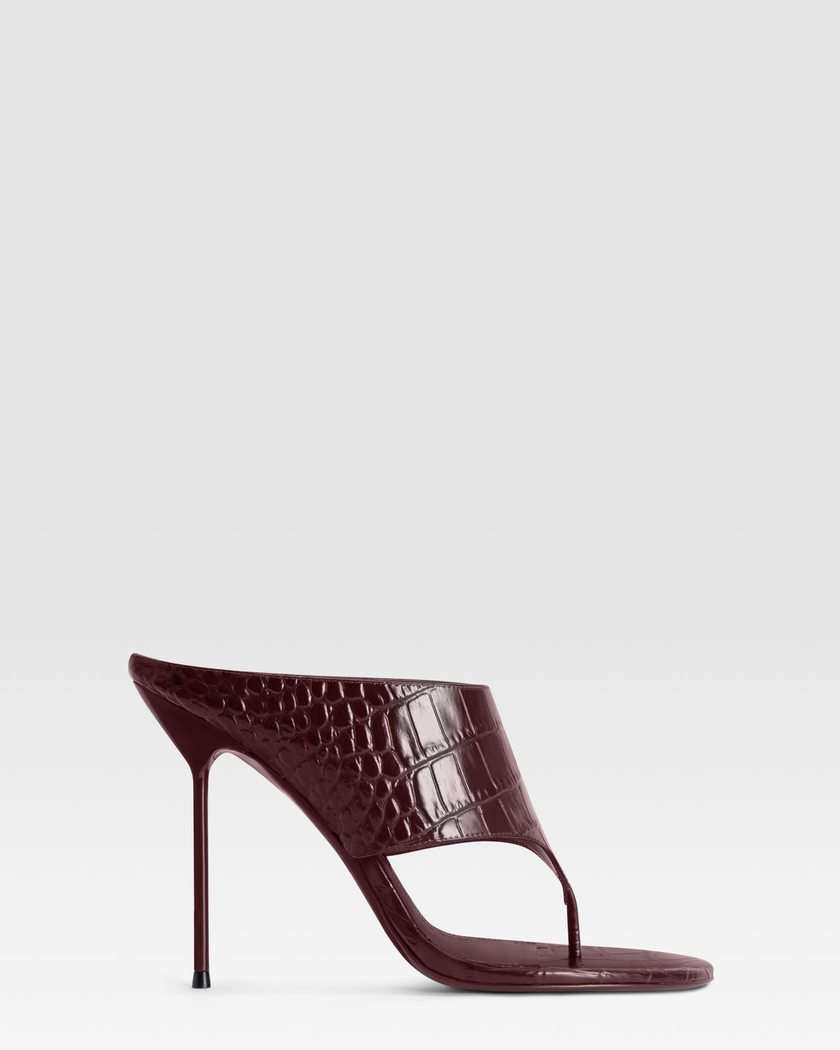 Croco-print leather thong mule
