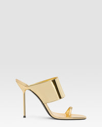 Mules infradito in pelle  argento effetto specchio — ORO