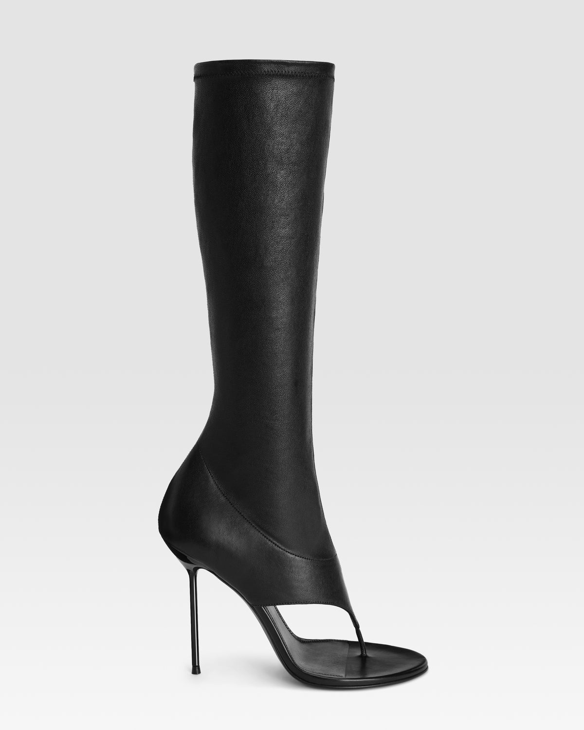 Stretch nappa leather thong boot