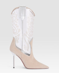 Suede and PVC boot — ICE GREY-CLEAR