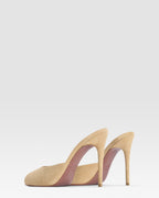Mules open-toe in sand calf suede leather