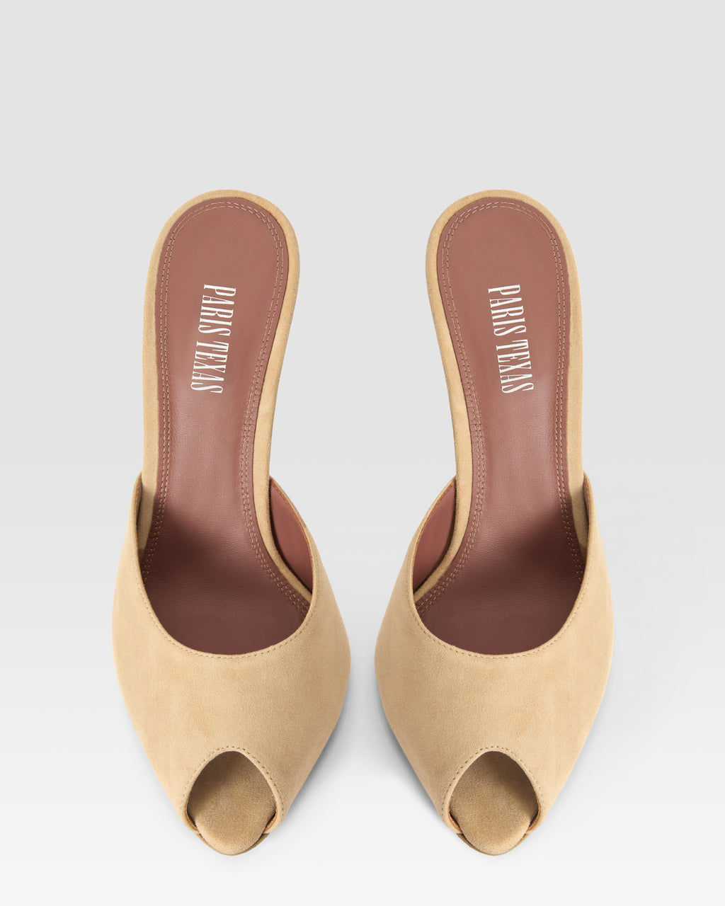 Mules open-toe in sand calf suede leather