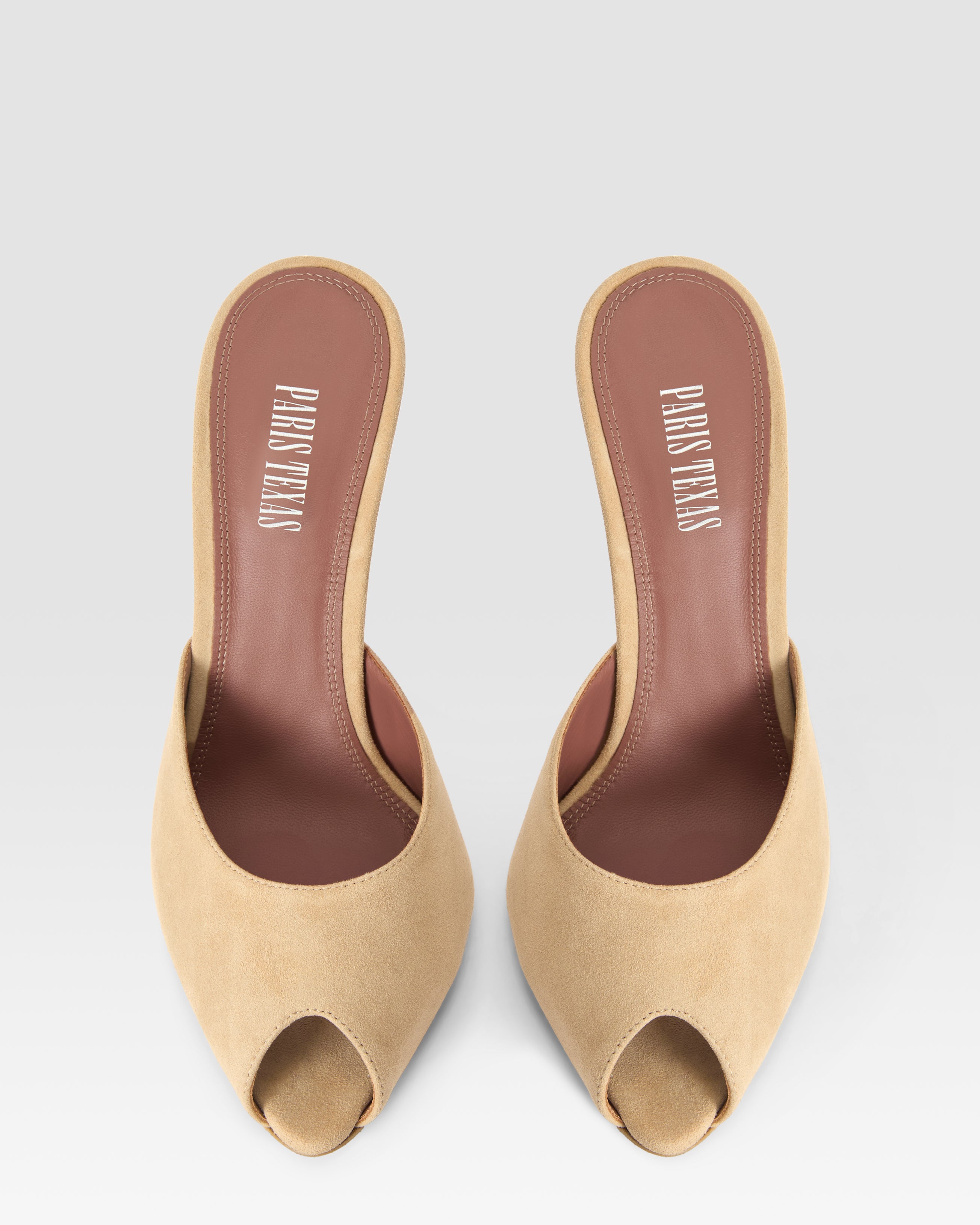 Mules open-toe in sand calf suede leather