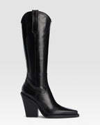 Texan boots in shiny black calf leather
