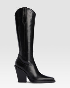 Texan boots in shiny black calf leather