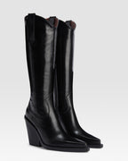 Texan boots in shiny black calf leather