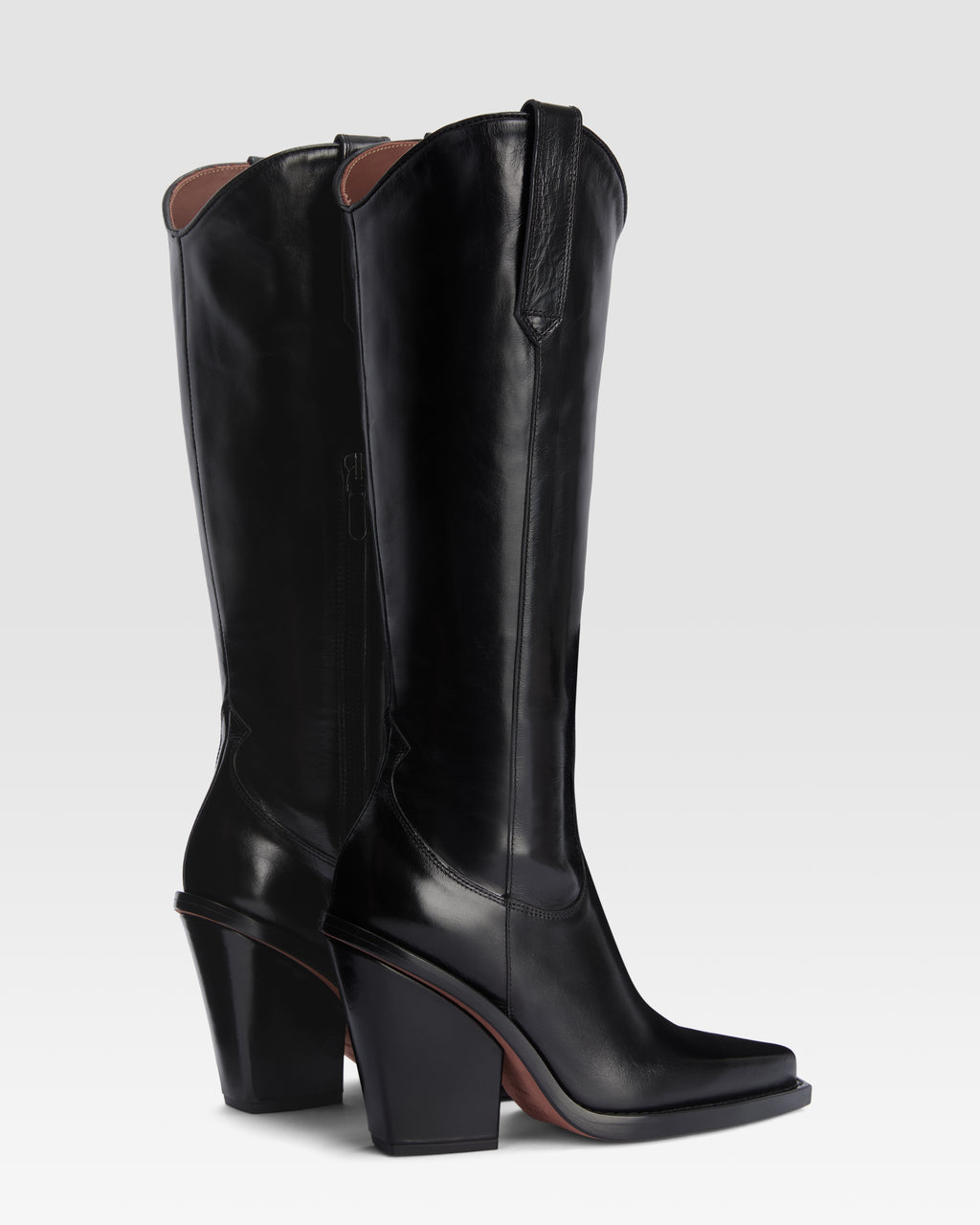 Texan boots in shiny black calf leather