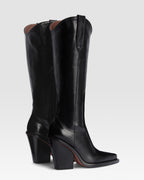 Texan boots in shiny black calf leather