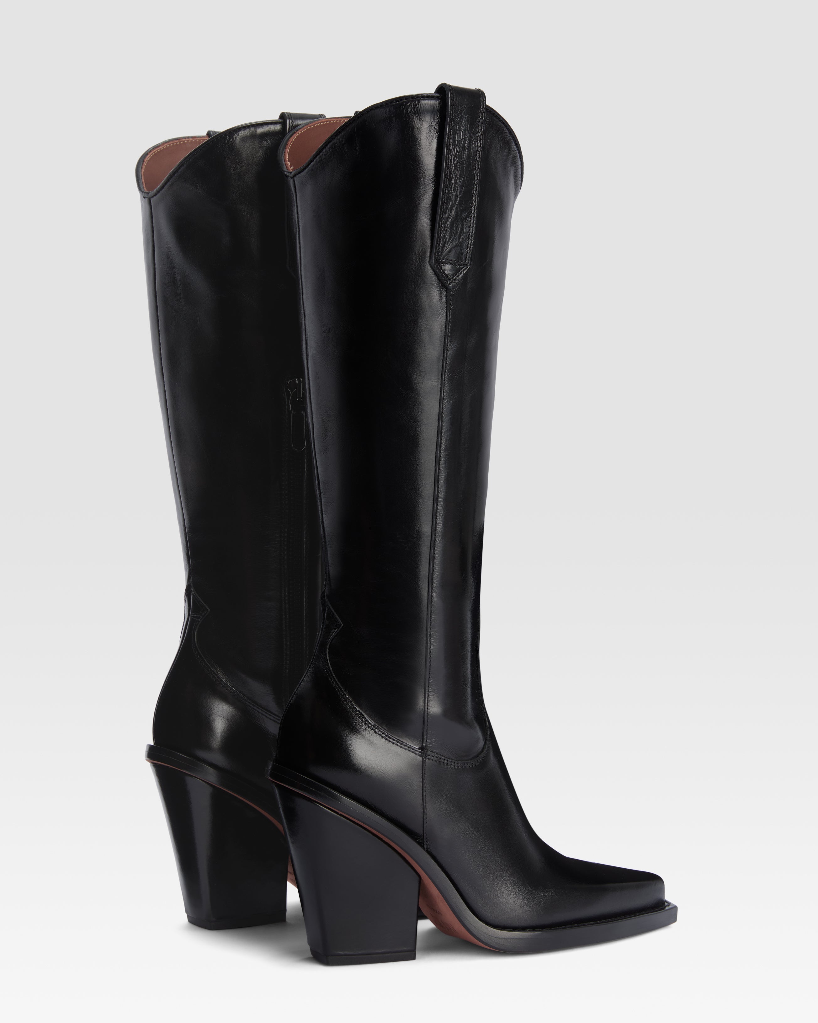 Texan boots in shiny black calf leather