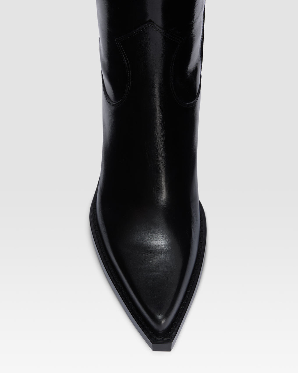 Texan boots in shiny black calf leather
