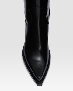 Texan boots in shiny black calf leather