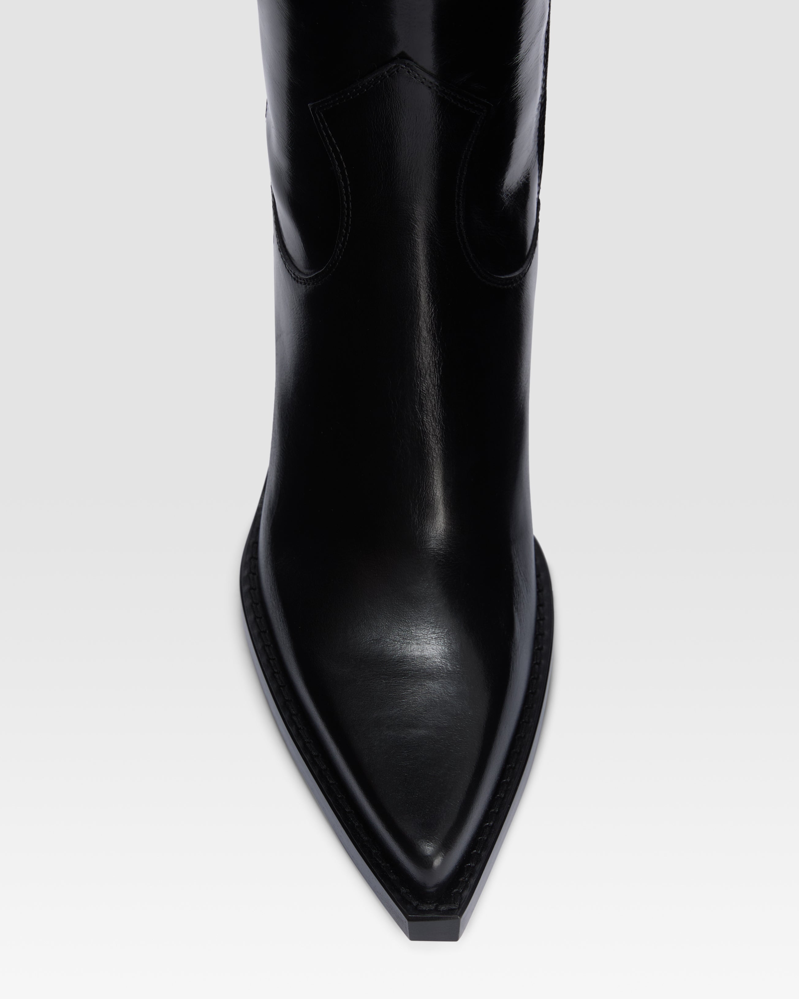 Texan boots in shiny black calf leather