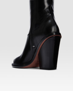 Texan boots in shiny black calf leather