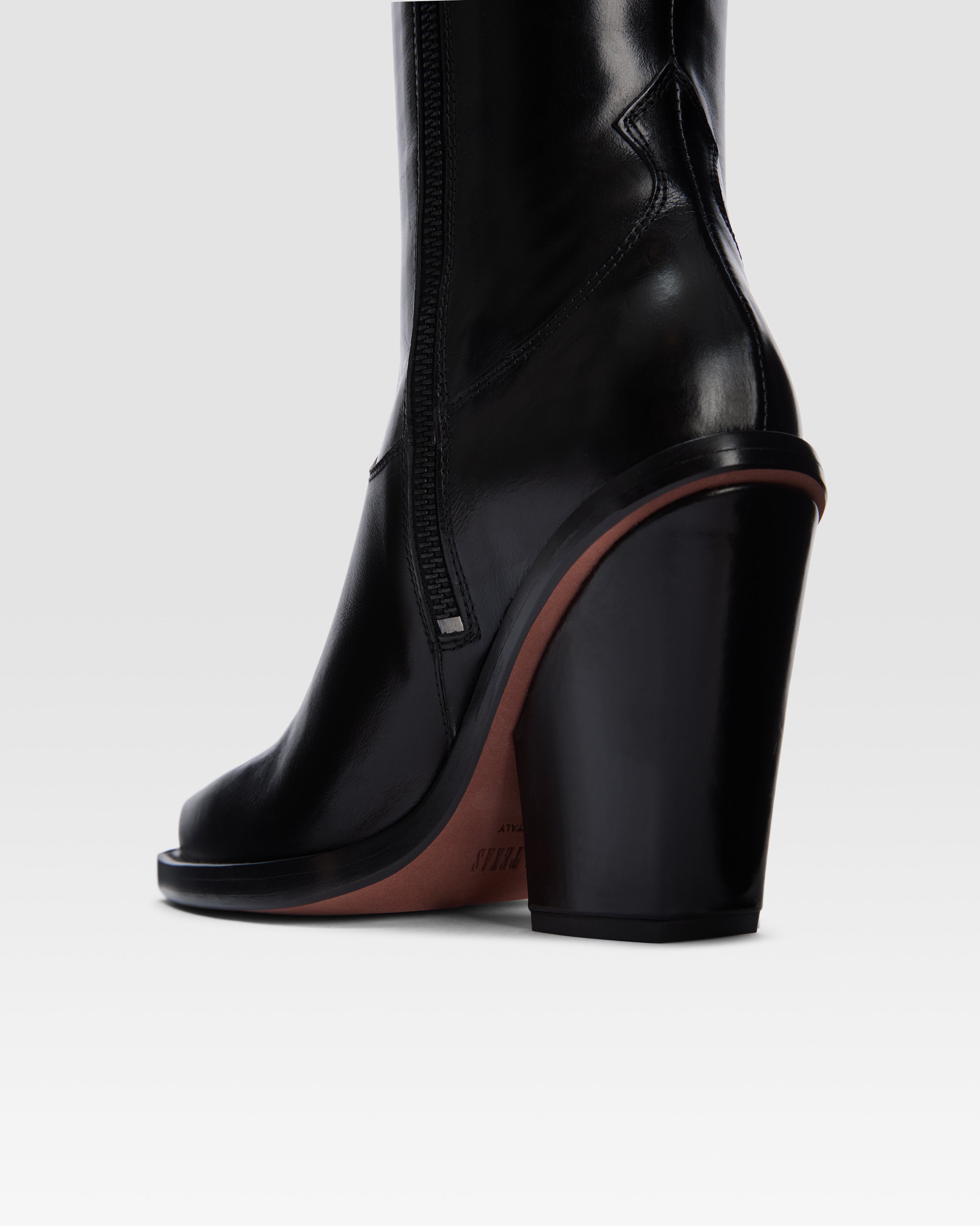 Texan boots in shiny black calf leather