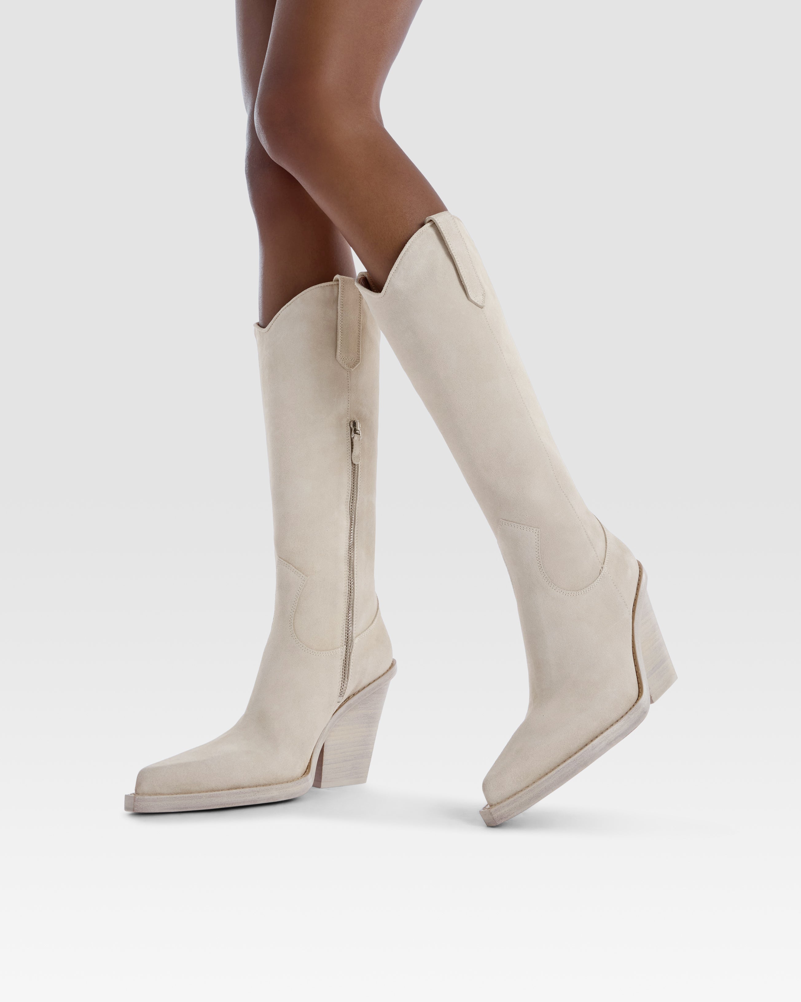Texan boots in angora calf suede leather