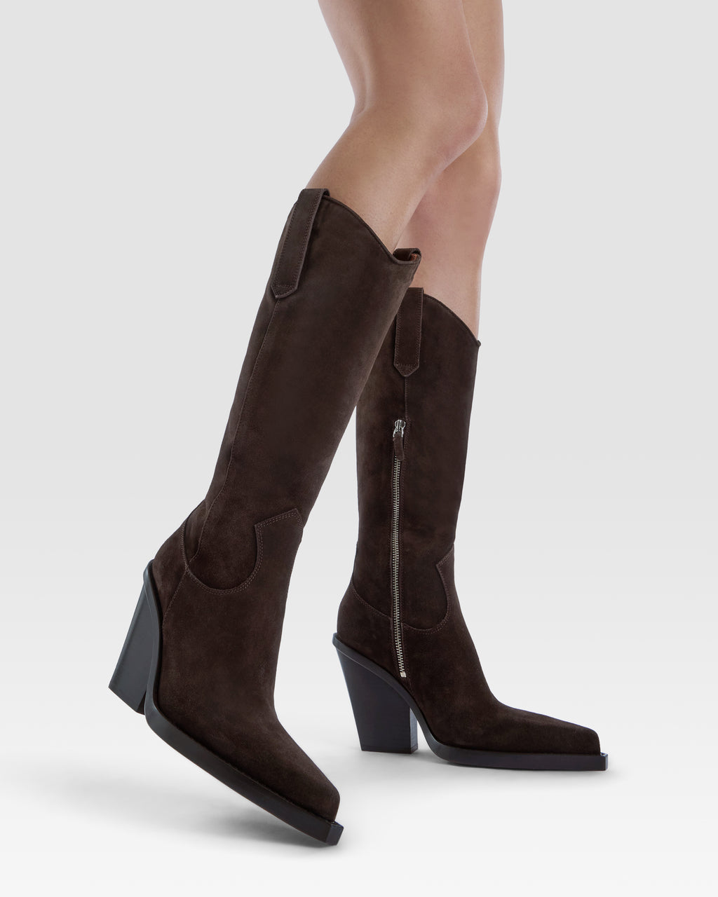 Stivale texano in pelle scamosciata