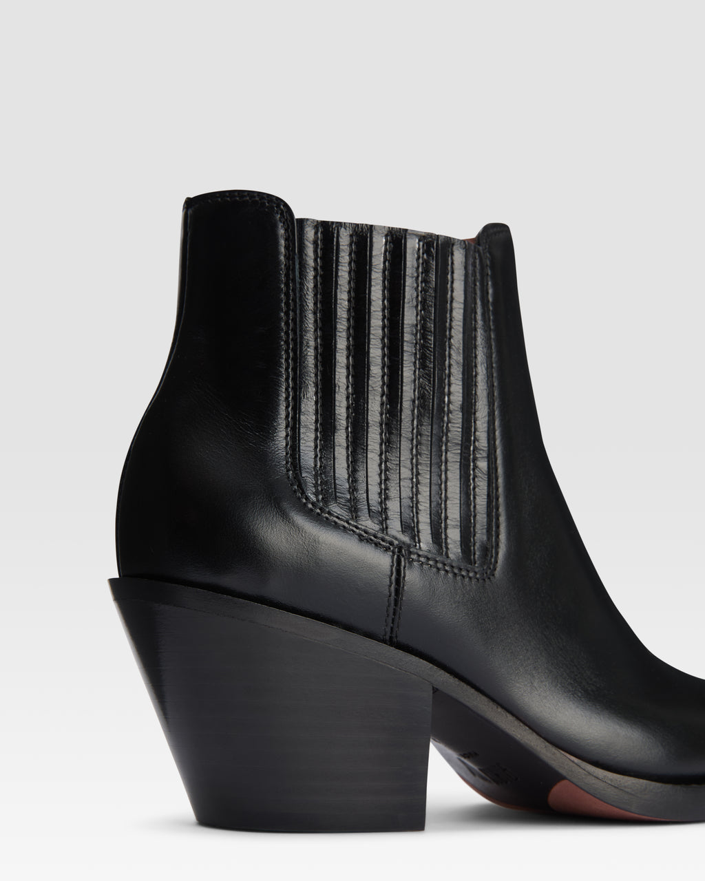 Texan ankle boots in shiny black calf leather