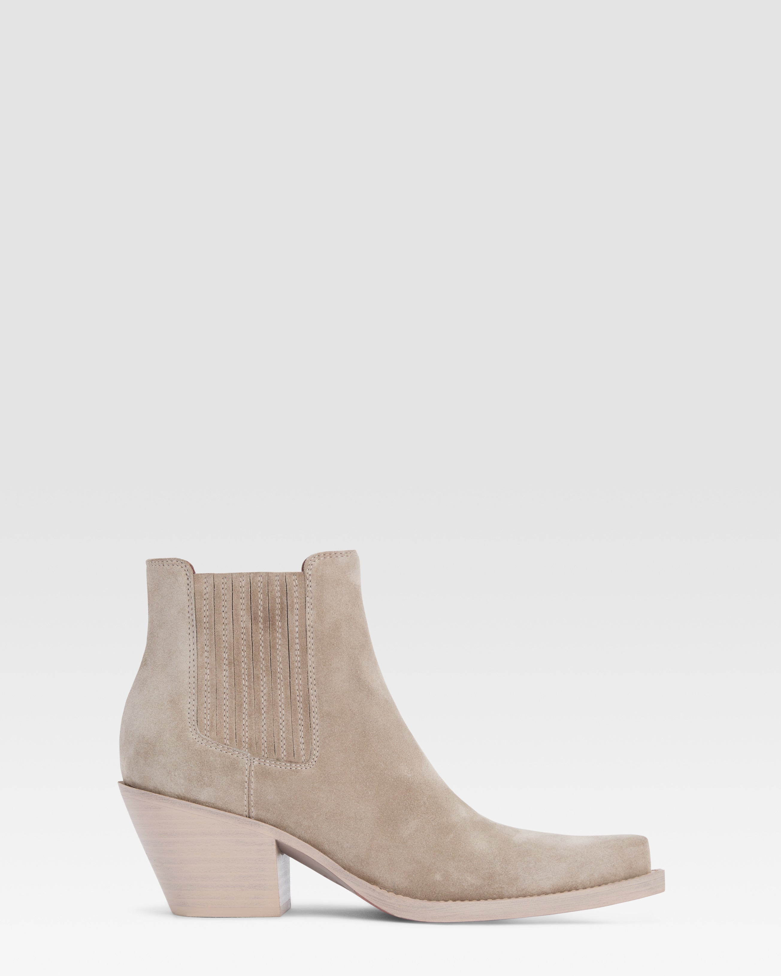 Texan ankle boots in stone calf suede leather