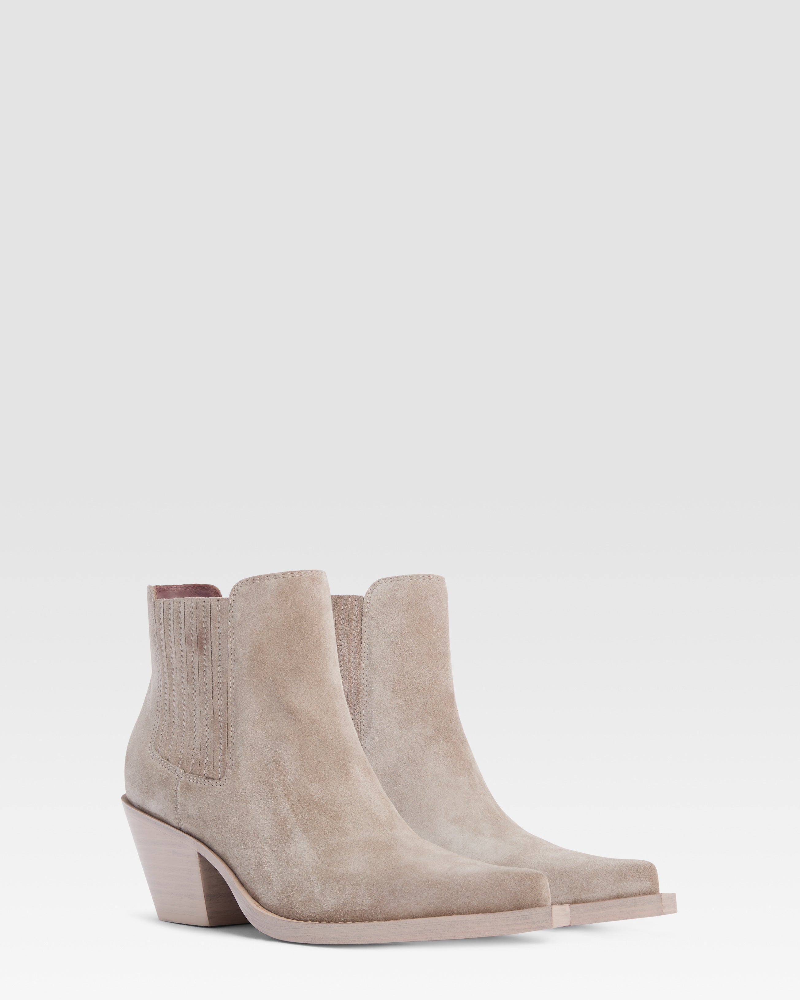 Texan ankle boots in stone calf suede leather