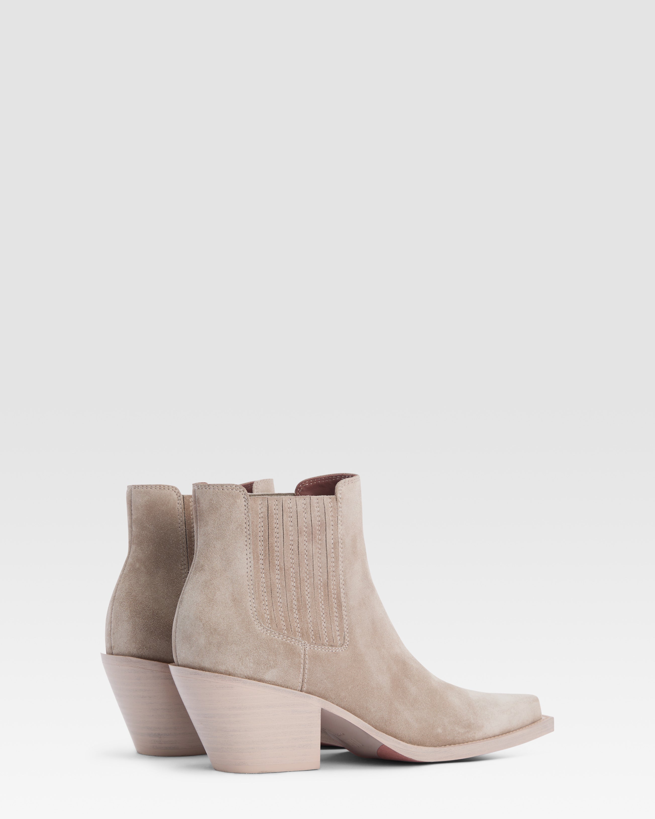 Texan ankle boots in stone calf suede leather