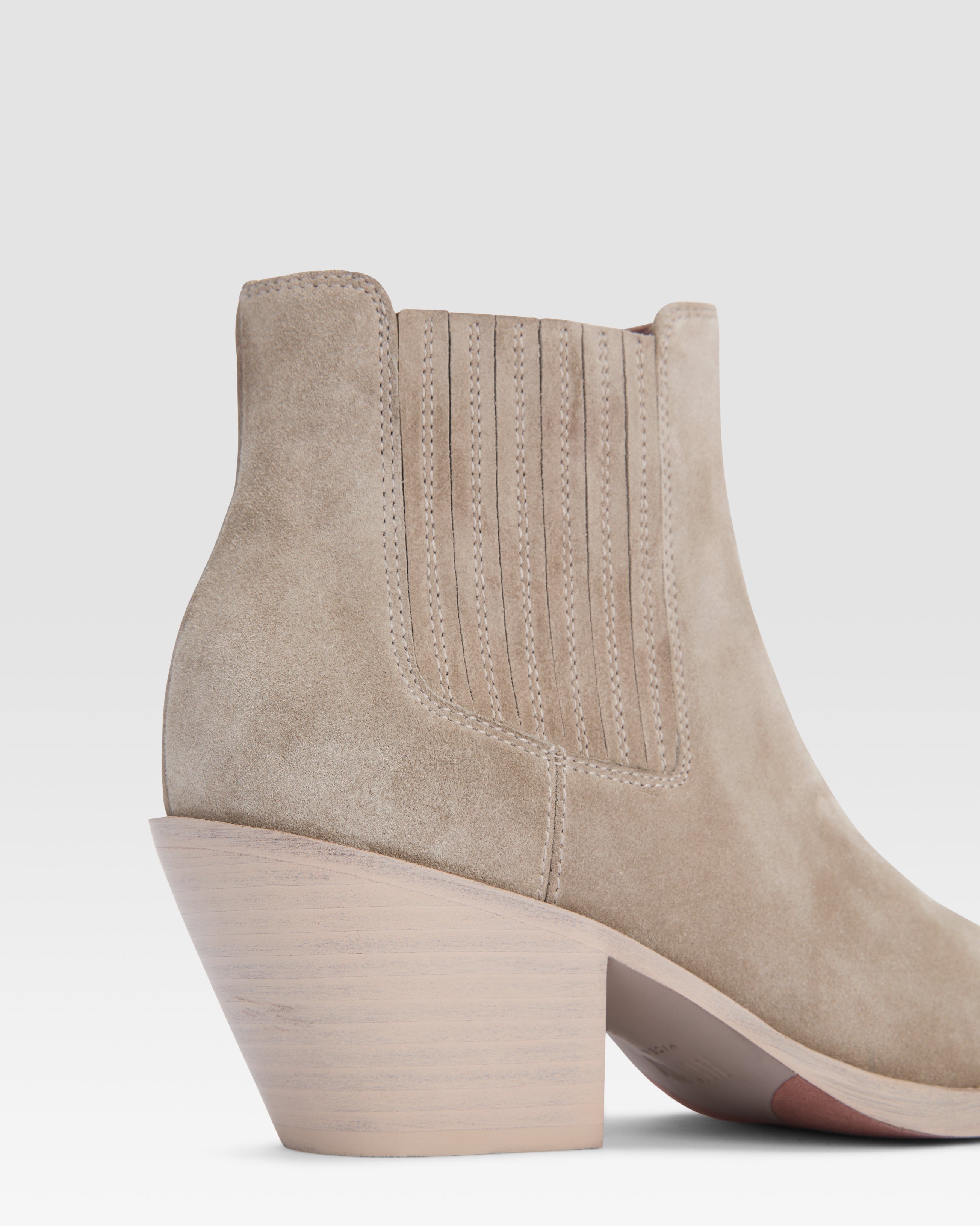 Texan ankle boots in stone calf suede leather