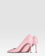 Zapatos de tacon en piel de becerro lisa de color rosa petalo