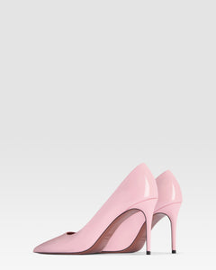 Zapatos de tacon en piel de becerro lisa de color rosa petalo