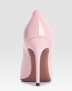 Zapatos de tacon en piel de becerro lisa de color rosa petalo