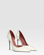 Pumps in white brushed calf leather