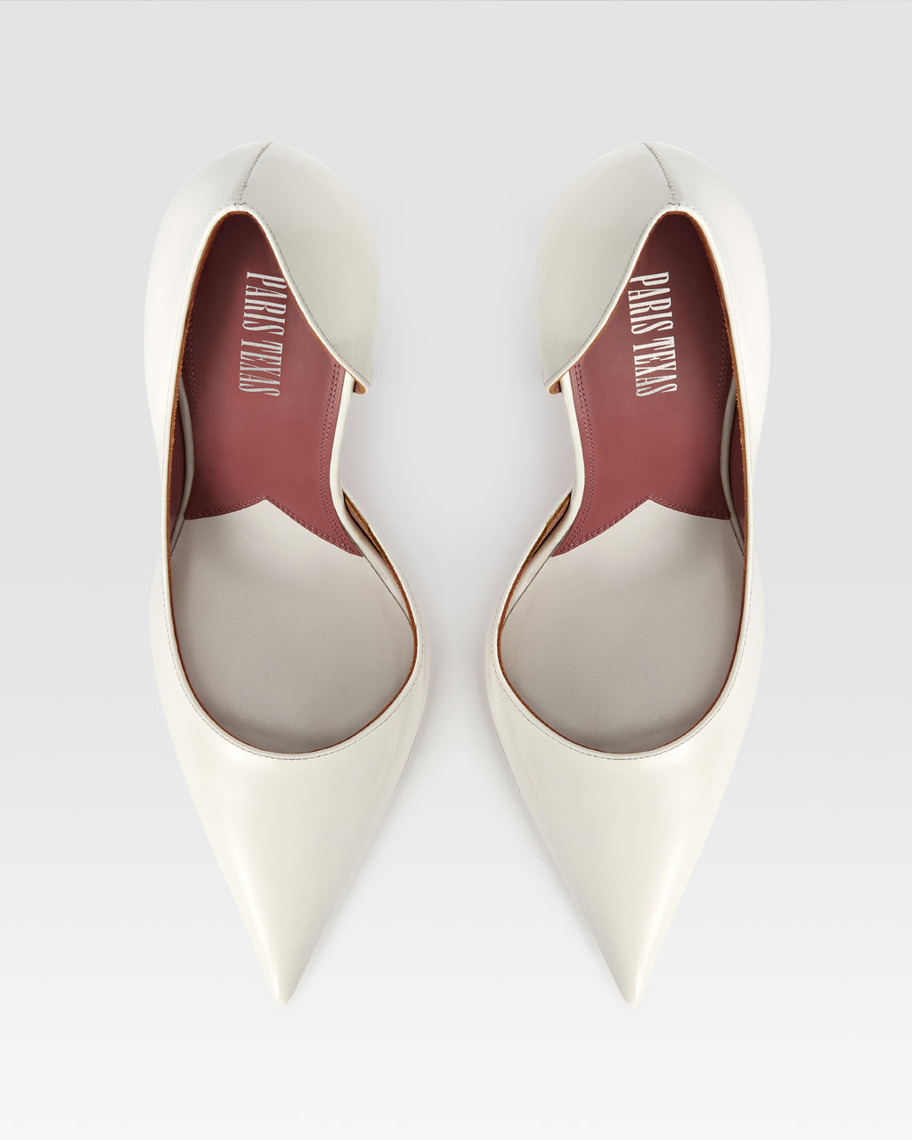 Pumps in white brushed calf leather