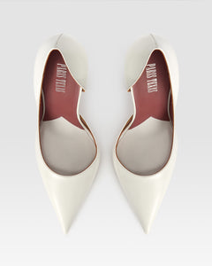 Pumps in white brushed calf leather