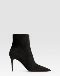Ankle boots in black calf suede leather — BLACK