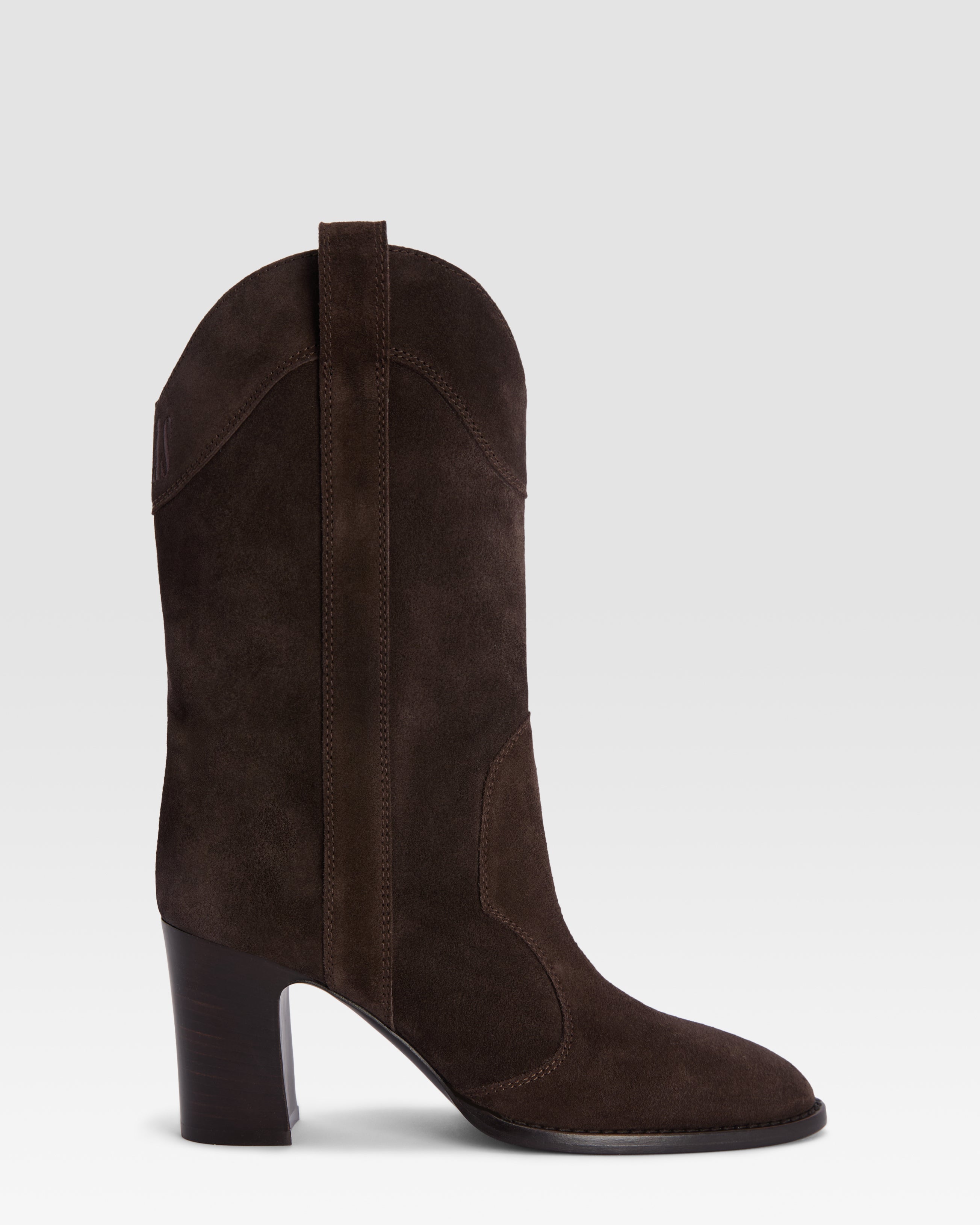 Boots in ebony calf suede leather