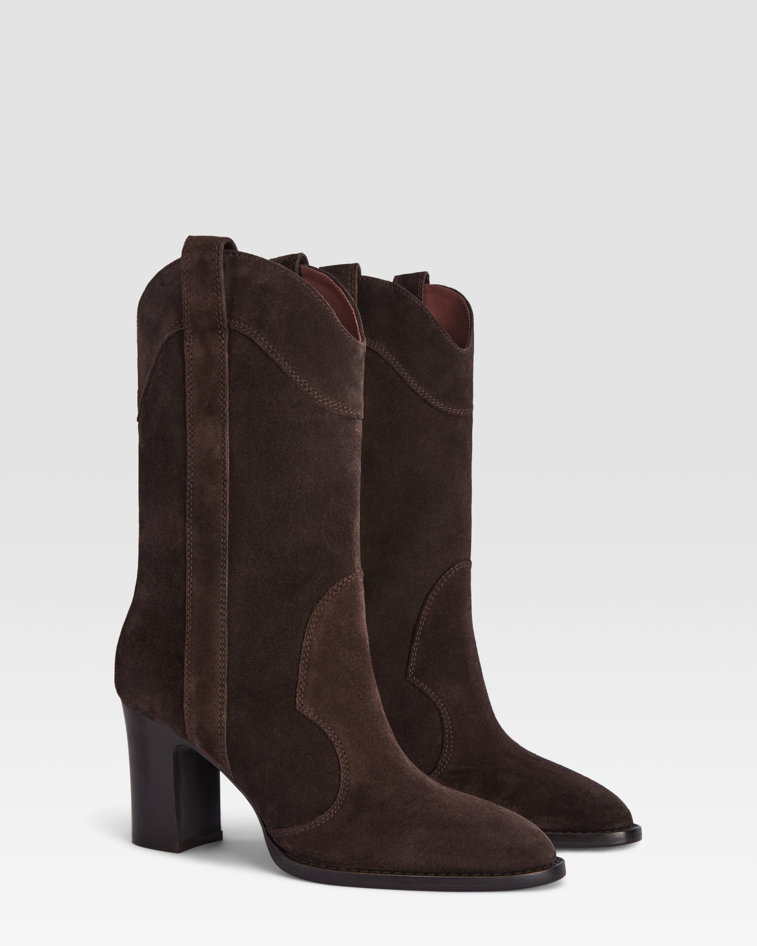 Boots in ebony calf suede leather