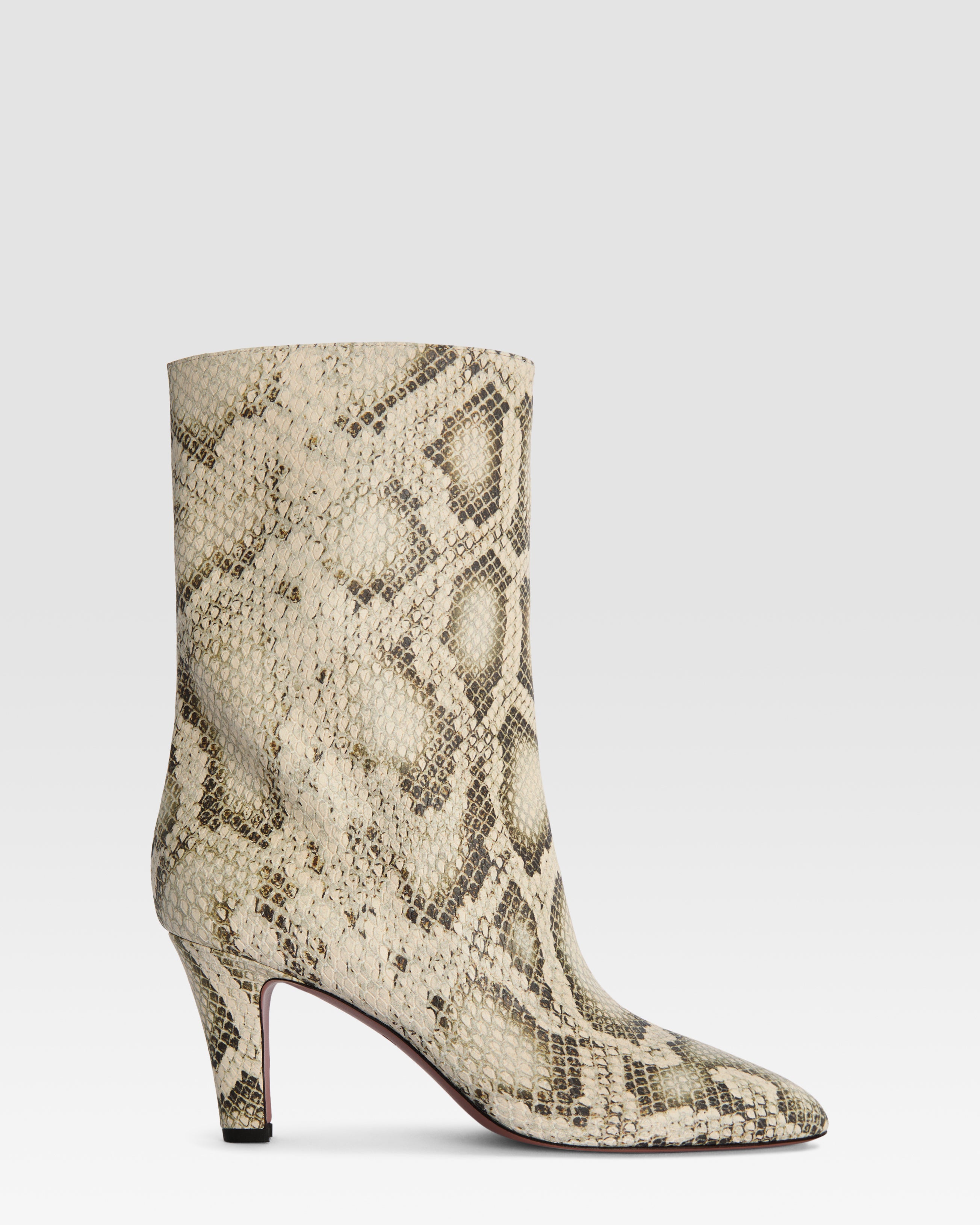 Ankle boots in natural printed python leather