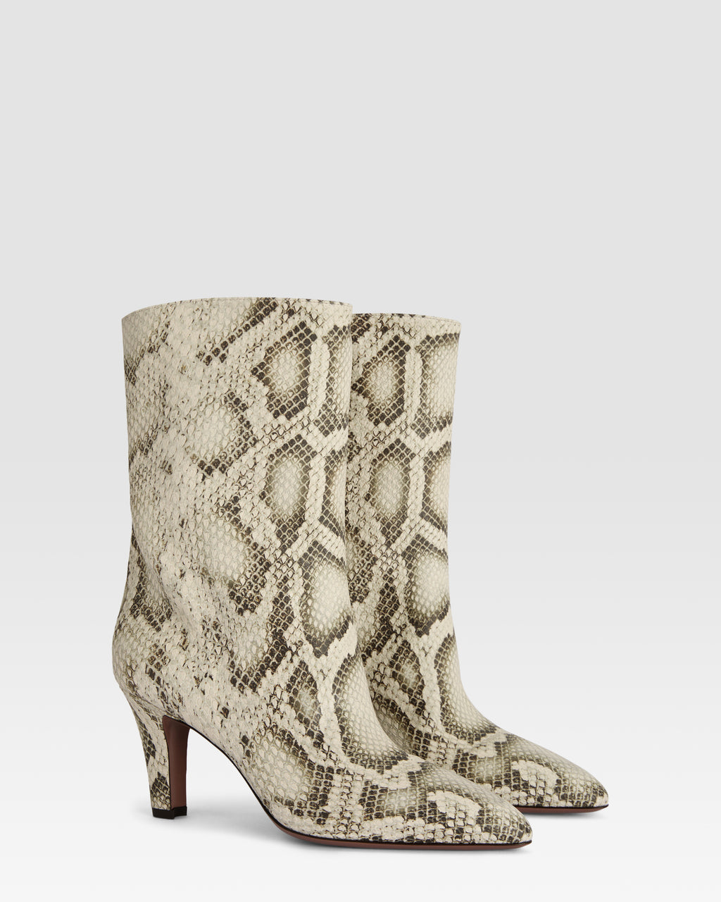 Ankle boots in natural printed python leather