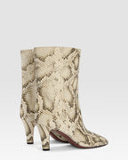 Ankle boots in natural printed python leather