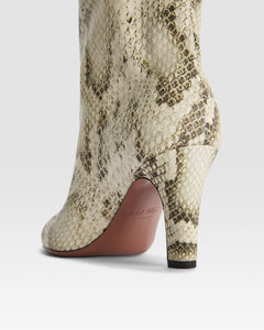 Ankle boots in natural printed python leather