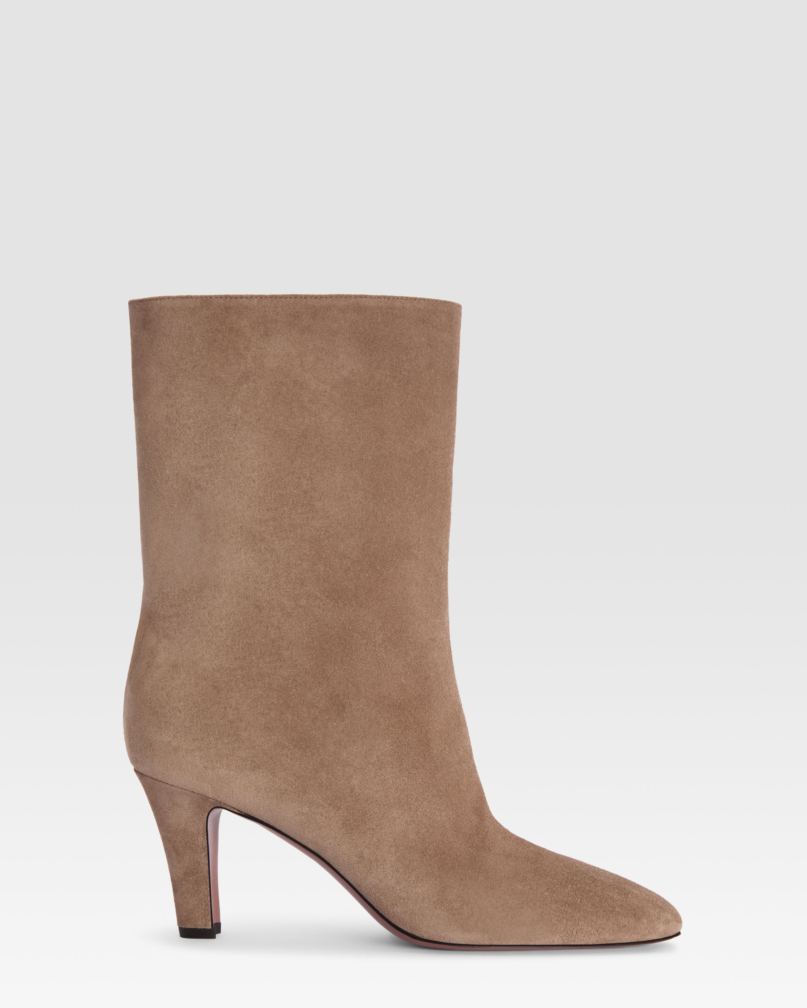 Ankle boots in taupe calf suede leather