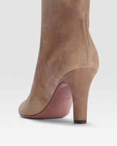 Ankle boots in taupe calf suede leather