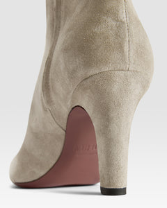 Ankle boots in stone calf suede leather